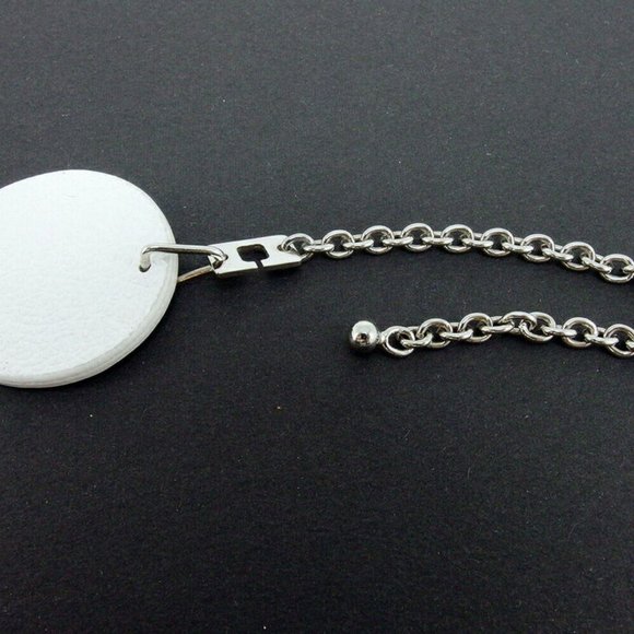 Authentic USED BVLGARI Charm Bulgari Burgari White Leather ~ Silver Bracket - Picture 4 of 7